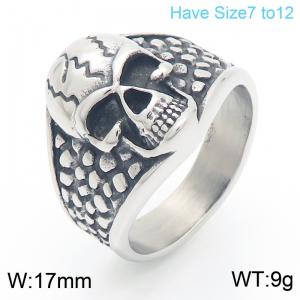 European and American Fashion Hip Hop Skull Rings Stainless Steel Party Trend Jewelry Wholesale For Men - KR111642-GC