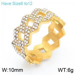 Women Gold-Plated Stainless Steel&Rhinestones Elegant Jewelry Ring - KR111670-MZOZ