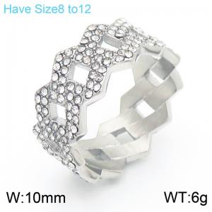 Women Stainless Steel&Rhinestones Elegant Jewelry Ring - KR111671-MZOZ