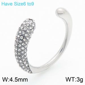 Fashion CZ Zircon Ring 18K Gold Plated Stainless Steel Finger Rings Gifts Party Fine Jewelry Open Ring - KR111737-GC