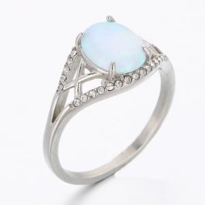 Stainless Steel Stone&Crystal Ring - KR112534-TSC