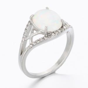 Stainless Steel Stone&Crystal Ring - KR112535-TSC