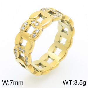 Stainless Steel Stone&Crystal Ring - KR112777-YH