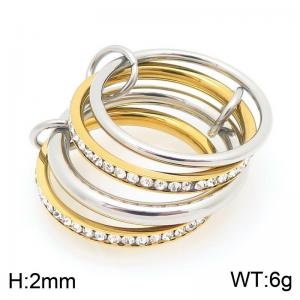 Stainless Steel Stone&Crystal Ring - KR114184-Z