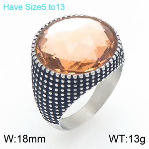 Stainless Steel Stone&Crystal Ring - KR114695-GC