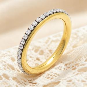 Stainless Steel Stone&Crystal Ring - KR114766-GC