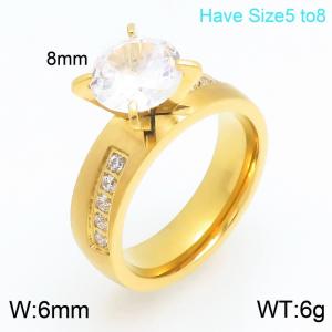 Stainless Steel Stone&Crystal Ring - KR114769-GC