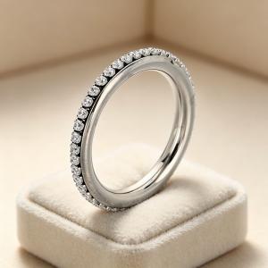 The stainless steel ring with rhinestones in the fashion jewelry is suitable for ladies to wear daily - KR115855-GC