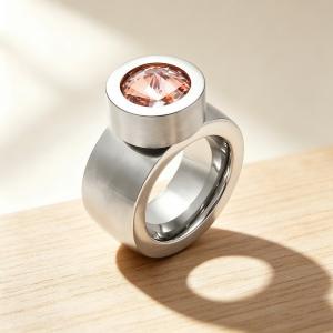 Stainless Steel Stone&Crystal Ring - KR19895-D