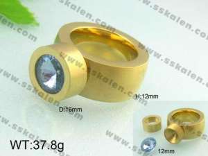 Stainless Steel Stone&Crystal Ring - KR19899-D