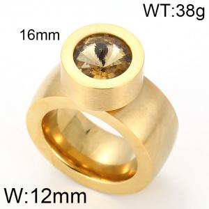 Stainless Steel Stone&Crystal Ring - KR19904-D