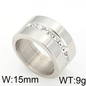 Stainless Steel Stone&Crystal Ring - KR21049-D