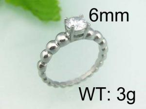 Stainless Steel Stone&Crystal Ring - KR22811-WM