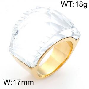 Stainless Steel Stone&Crystal Ring - KR25837-K