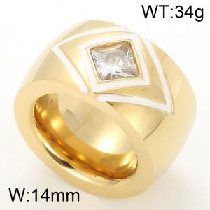 Stainless Steel Stone&Crystal Ring - KR27150-K