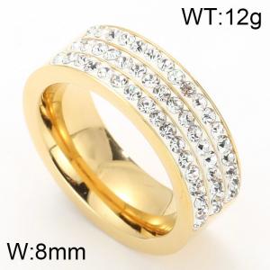 Stainless Steel Stone&Crystal Ring - KR28068-K