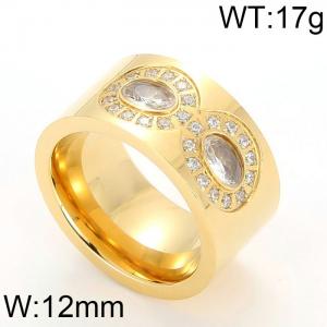 Stainless Steel Stone&Crystal Ring - KR28648-K