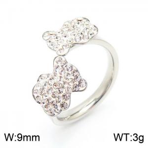 Stainless Steel Stone&Crystal Ring - KR29554-K