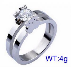 Stainless Steel Stone&Crystal Ring - KR29557-K