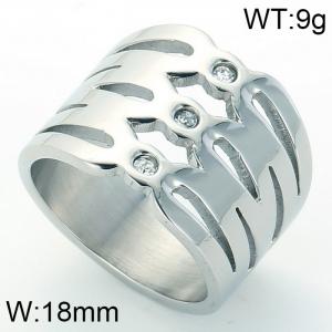 Stainless Steel Stone&Crystal Ring - KR30075-K