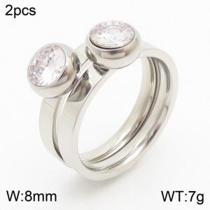 Stainless Steel Stone&Crystal Ring - KR30202-K