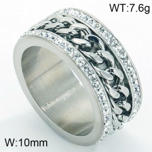 Stainless Steel Stone&Crystal Ring - KR30403-K