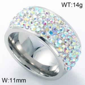 Stainless Steel Stone&Crystal Ring - KR30828-K
