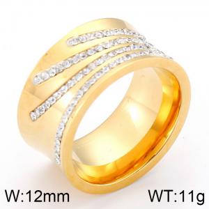 Stainless Steel Stone&Crystal Ring - KR30834-K