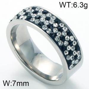 Stainless Steel Stone&Crystal Ring - KR30876-K