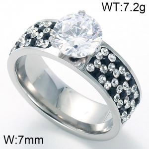 Stainless Steel Stone&Crystal Ring - KR30881-K