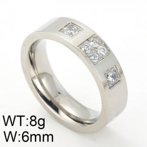 Steel color stainless steel CNC process zircon Stone&Crystal Ring - KR31043-KC