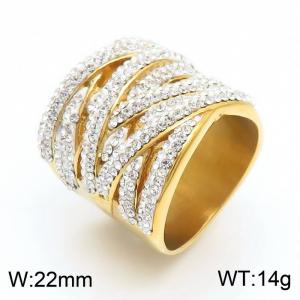 Stainless Steel Stone&Crystal Ring - KR31210-K