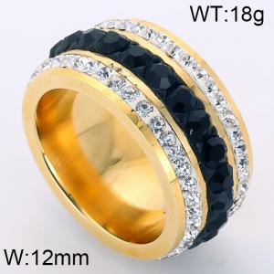 Stainless Steel Stone&Crystal Ring - KR32057-K