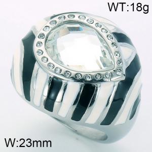 Stainless Steel Stone&Crystal Ring - KR32091-K