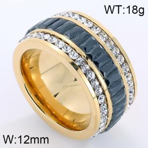 Stainless Steel Stone&Crystal Ring - KR32299-K