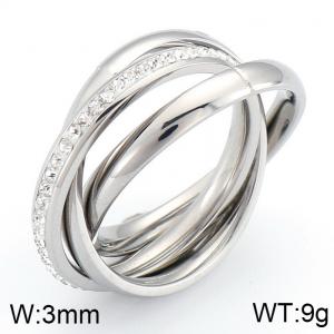Stainless Steel Stone&Crystal Ring - KR32629-K