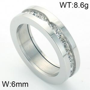 Stainless Steel Stone&Crystal Ring - KR32932-K