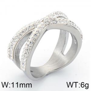 Stainless Steel Stone&Crystal Ring - KR33019-K