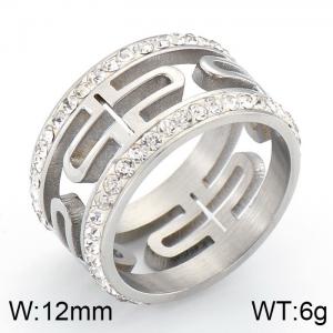 Stainless Steel Stone&Crystal Ring - KR33020-K