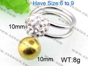 Stainless Steel Stone&Crystal Ring - KR33123-Z