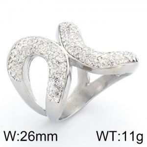 Stainless Steel Stone&Crystal Ring - KR33251-K