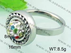 Stainless Steel Stone&Crystal Ring - KR33283-Z