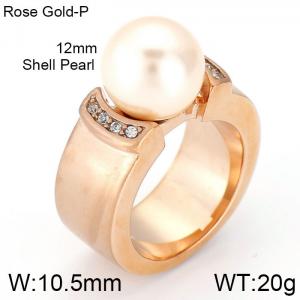 Stainless Steel Rose Gold-plating Ring - KR33494-K