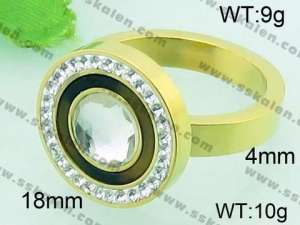 Stainless Steel Stone&Crystal Ring - KR34391-K