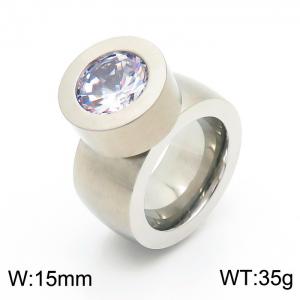 Stainless Steel Stone&Crystal Ring - KR34457-K