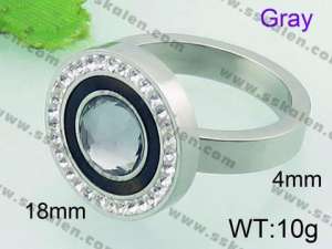 Stainless Steel Stone&Crystal Ring - KR34521-Z