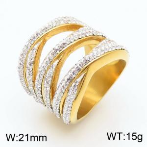 Stainless Steel Stone&Crystal Ring - KR34666-K