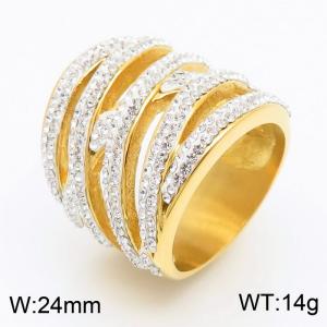 Stainless Steel Stone&Crystal Ring - KR34670-K