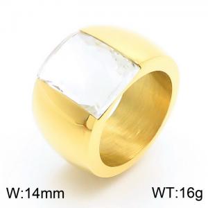Hot Sale Stainless Steel Gold Plated Stone Ring - KR34698-K