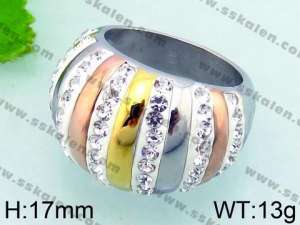 Stainless Steel Stone&Crystal Ring - KR34943-L